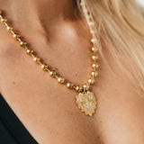 Waterproof Sunburst Heart Love Pendant Necklace