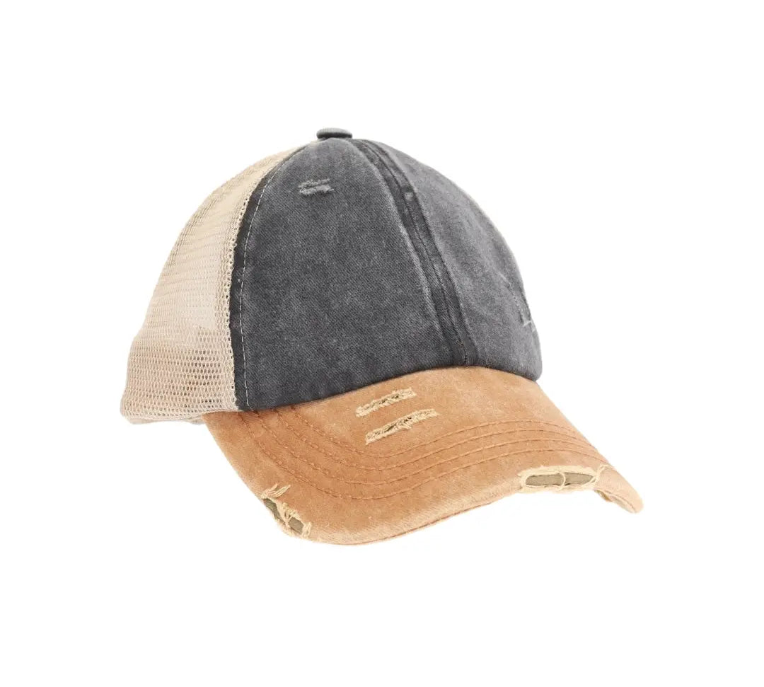 CC Tri Color Stone Washed High Pony Cap