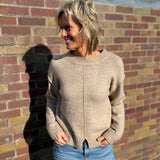 Front Bottom Slit Crew Neck Sweater Top
