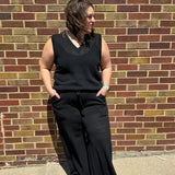 Wide Leg Pant w/Ribbed Hem