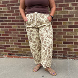 Plus Floral Printed Cropped Straight Pant