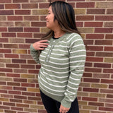 Raglan Sleeve Half Button Up Pullover