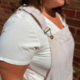 Plus Pinstriped Barrel Leg Overalls