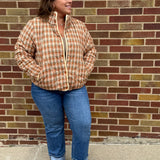 Vintage Plaid Jacket w/Piping Detail
