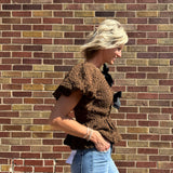 Textured Peplum Top w/Front Tie