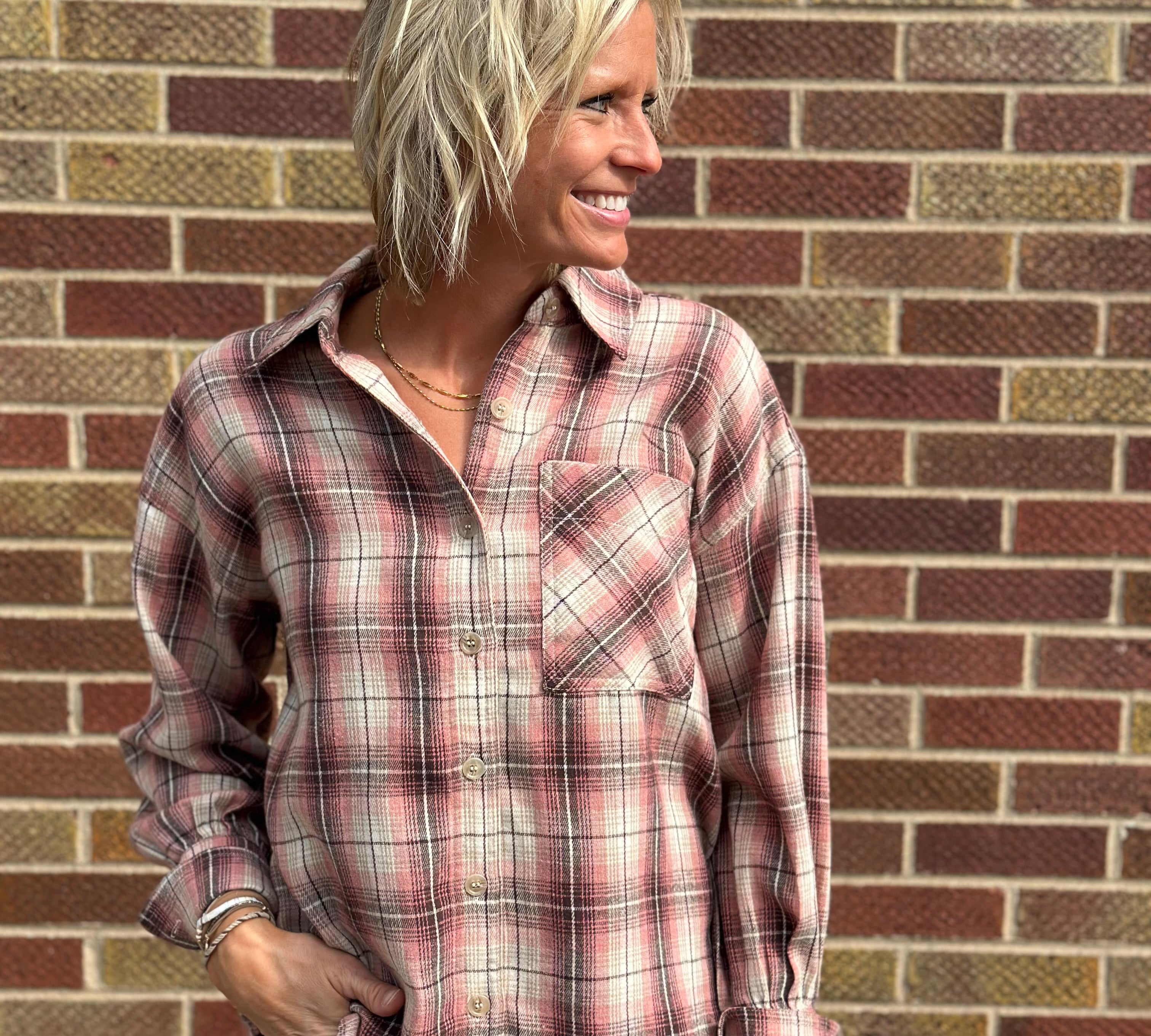Button Down Plaid Flannel Shirt