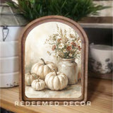 Arch Top Cream Pumpkin Sign 8.25x11"