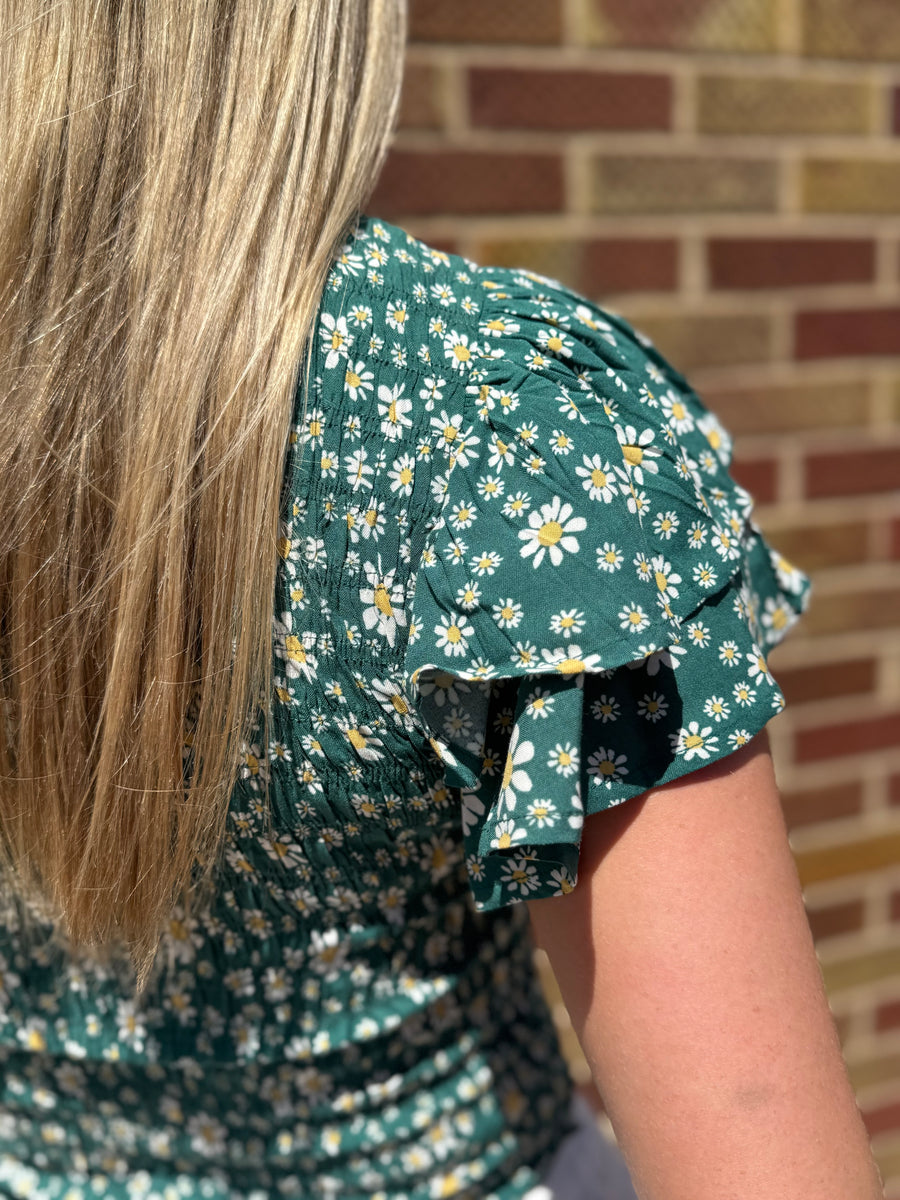 Daisy Smocked Ruffle Sleeve Top