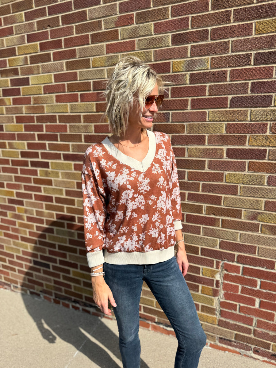 Floral Jacquard Knit Top