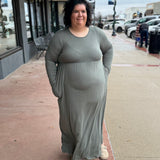 Plus Basic Long Sleeve Maxi Dress