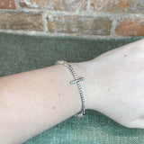 Stretchy Crystal Side Cross Bracelet