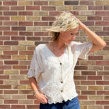 Textured Crochet Button Down Top
