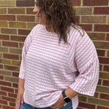 Textured Stripe Contrast Stitch Top