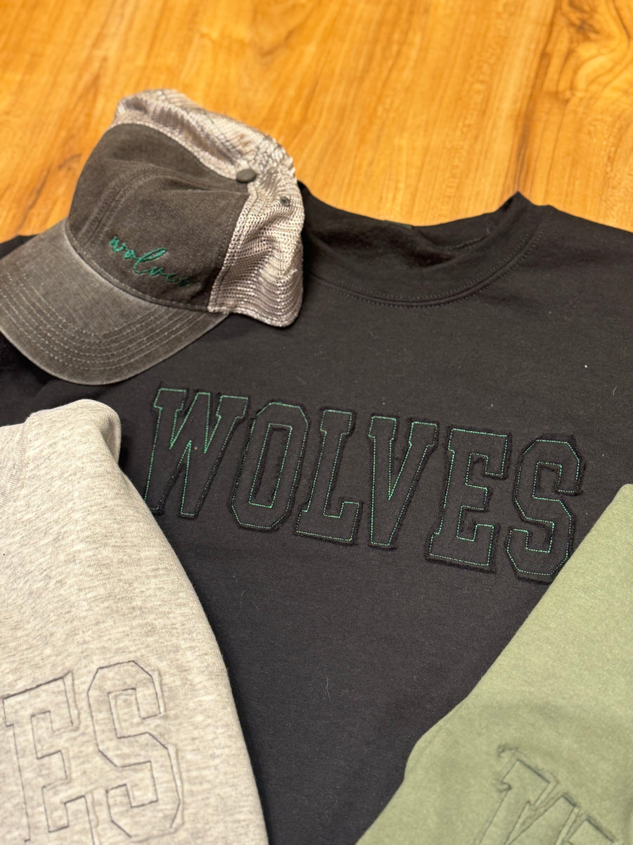 Black Wolves Applique Sweatshirt