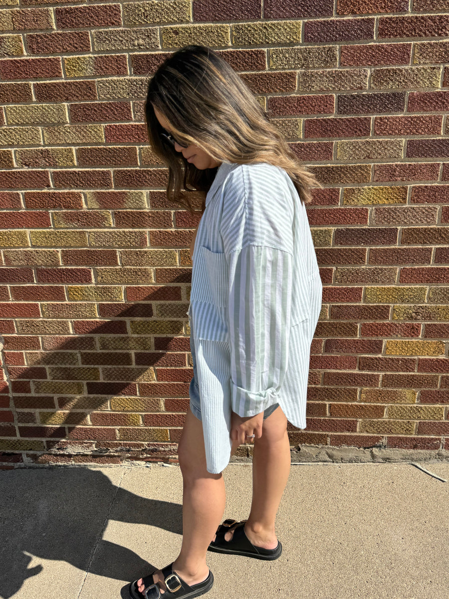 Multi Stripe Button Up Shirt