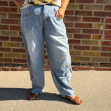 Denim Cropped Barrel Pants