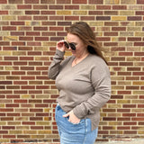Plus V-Neck Drop Shoulder Sweater