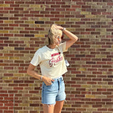 Nebraska Embroidered Laso Luxe Crop Tee
