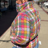Vintage Plaid Quilted Jacket w/Pockets