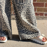 Leopard Wide Leg Denim Pants