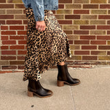 Leopard Satin Maxi Skirt