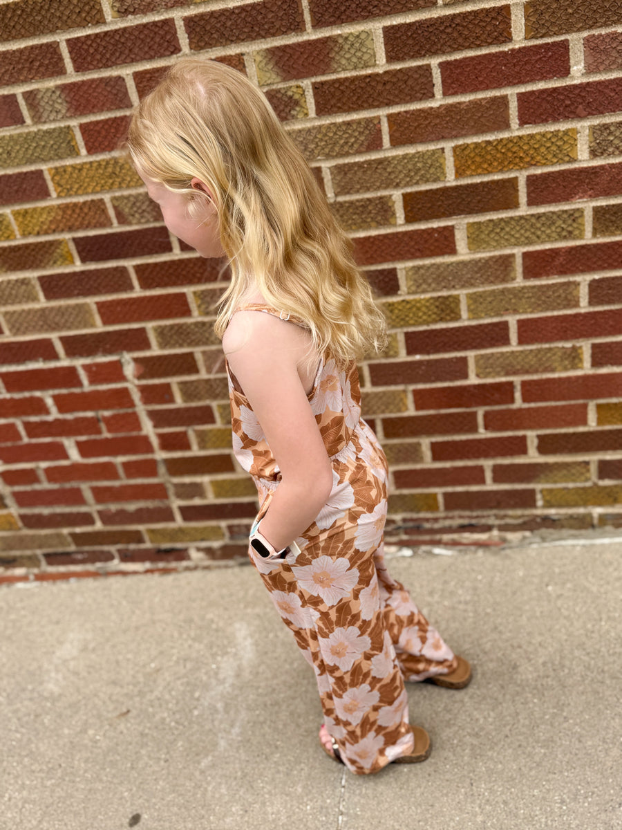 Girls Golden Peach Jumpsuit