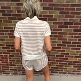 Stripe Half Zip Knit Top