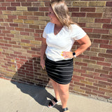 Plus V-Neck Short Sleeve Fitted Top
