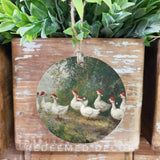 Wooden Christmas Geese Orn 4"