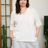 Plus Ribbed Split Boxy Knit Top