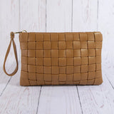 Woven Vegan Leather Wristlet