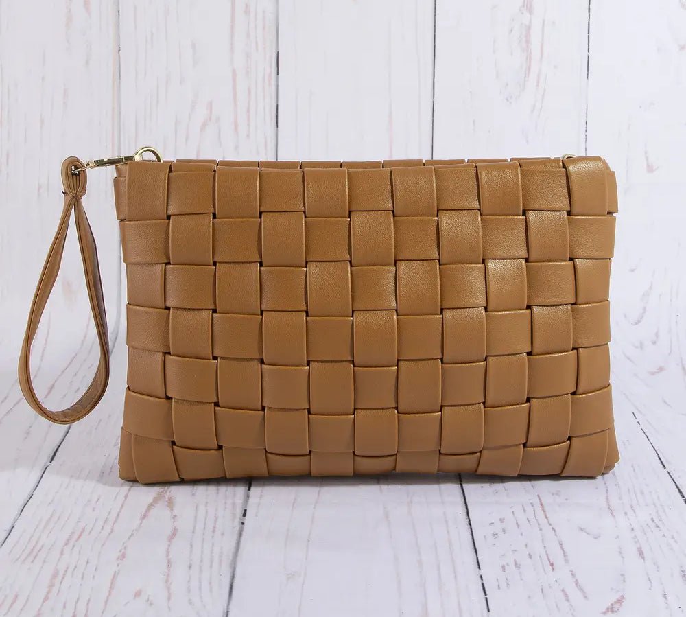 Woven Vegan Leather Wristlet