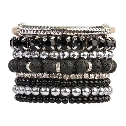 Mixed Bead Charm Multi Line Bracelet