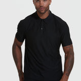 Mens Black Short Sleeve Active Polo Shirt