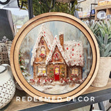 Gingerbread House Round Sign 8"