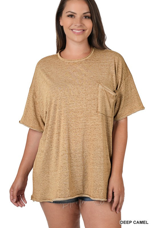 Plus Oversize Burn Out Tee w/ Pocket