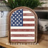 Arch Top American Flag Sign 6x8"