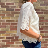 Textured Crochet Button Down Top