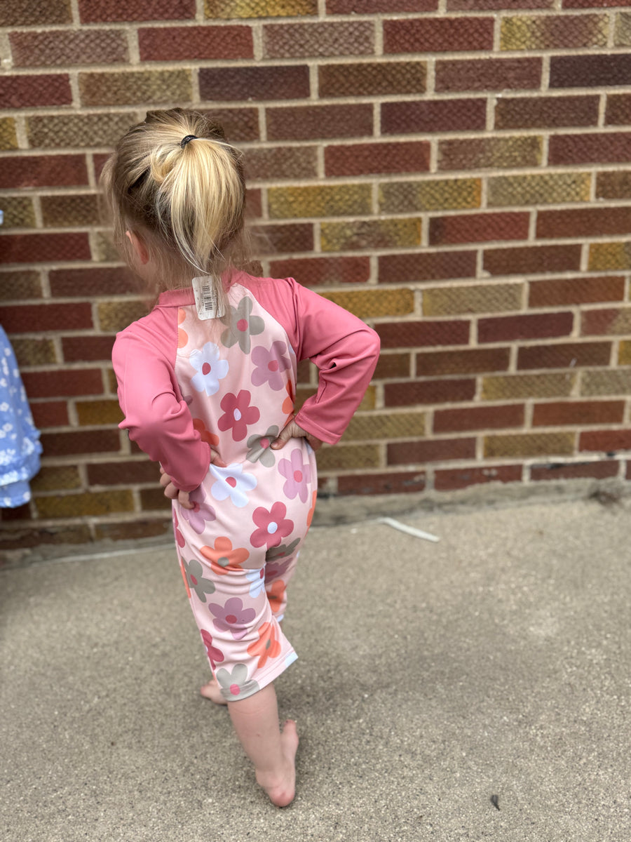 Kids Floral Long Sleeve Swimsuit