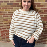 Plus Striped Round Neck Sweater