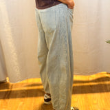 Mineral Wash Pinstripe Barrel Jeans