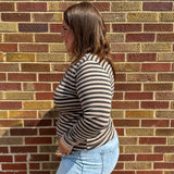 Stripe Button Up Long Sleeve Henley