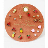 Fruity Earring Set on Leather Patch