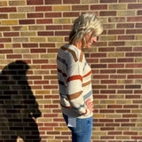 Sprinkled Yarn Striped Pullover Crew