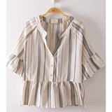 Striped Bell Sleeve Linen Top