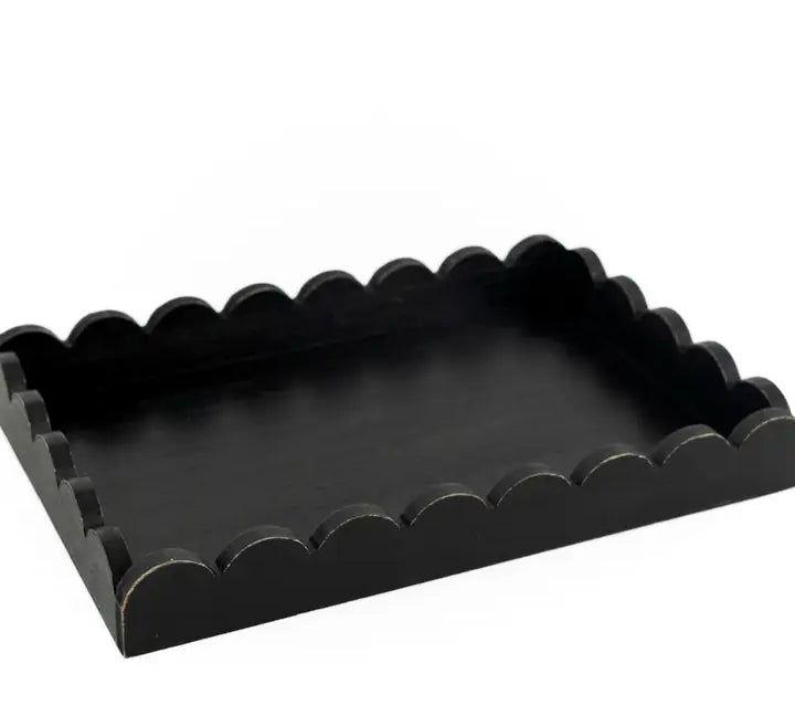 Wooden Scalloped Tray 9x13"