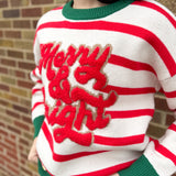 Christmas Theme Stripe Knit Top