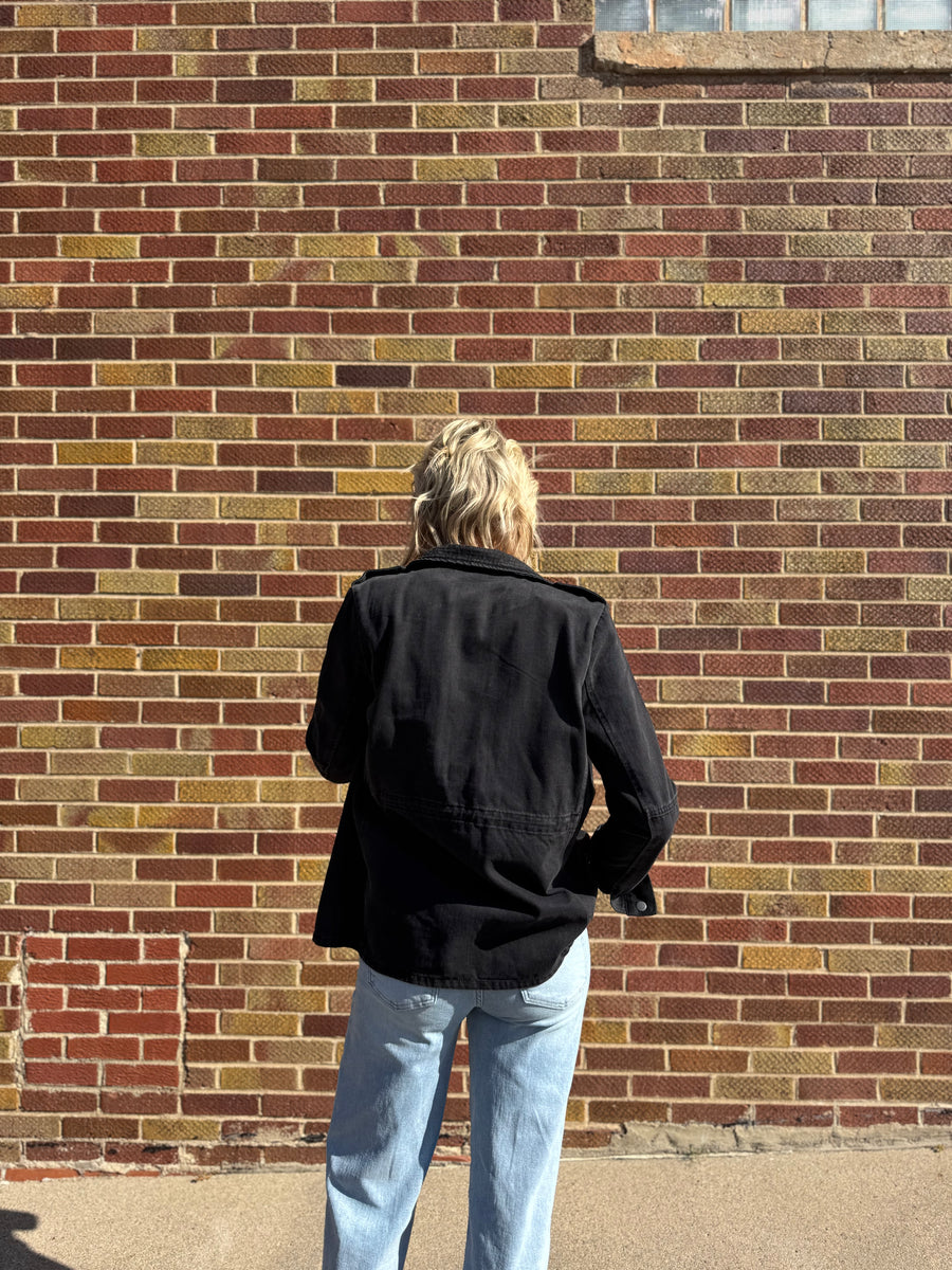 Washed Black Utility Denim Jacket
