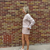 Luxe Corded Cropped w/Side Slit Crew