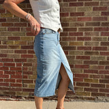 Cello High Rise Midi Skirt w/ Front Slit